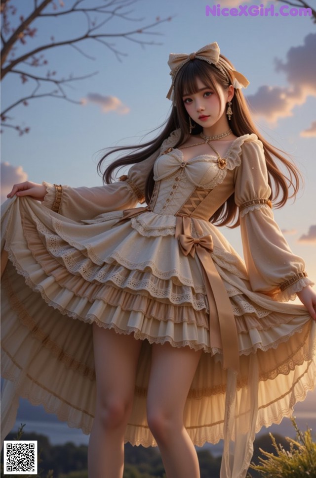 A woman in a dress is posing for a picture.